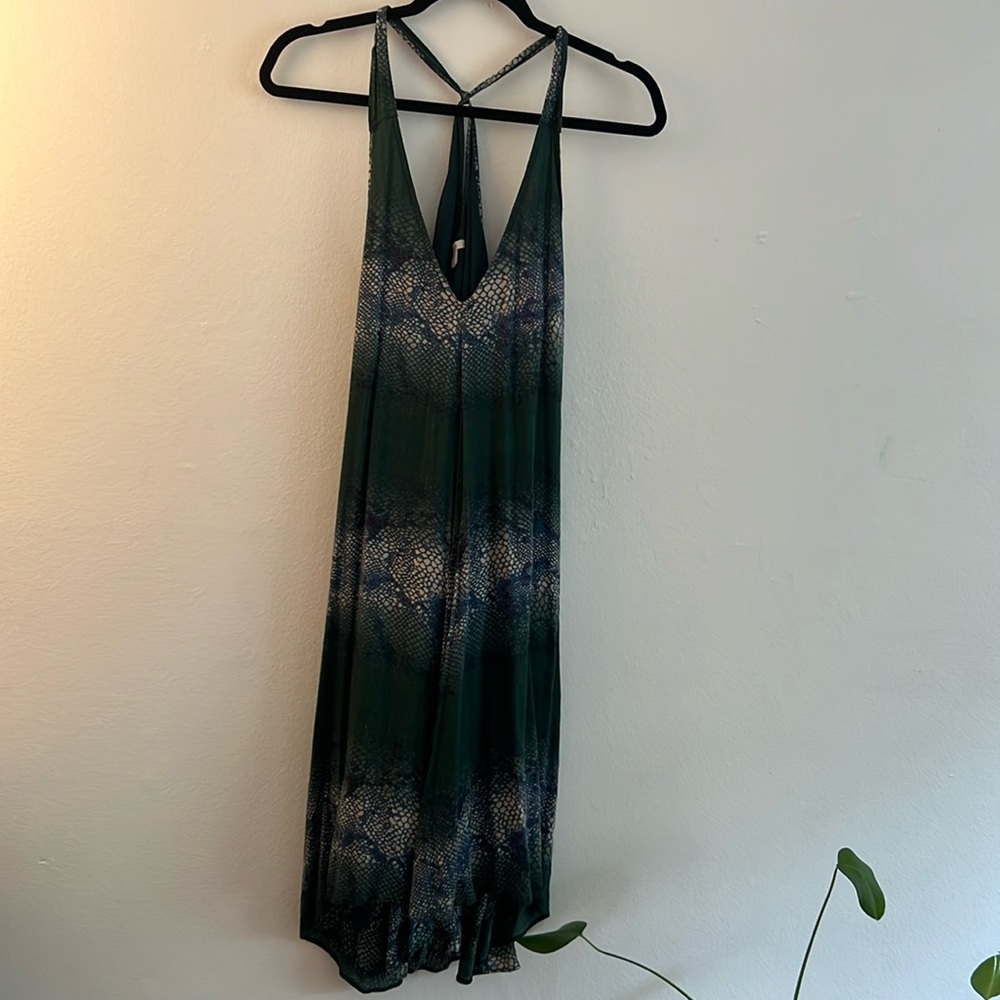 Ecote A-line snake print textured soft gauzy rayon dress knee length. Size M